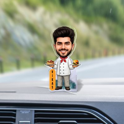 Personalized Male Chef Bobblehead Caricature Battery Operated with Moving Head Feature Gift for Chefs, Food Enthusiasts & Restaurant Openings Kitchen & Dining Table Decor